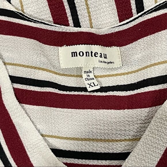 Monteau Multi Stripe V-Neck Tie Hem Top - Picture 5 of 6